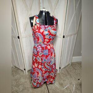 Talbots Red Floral Midi Dress